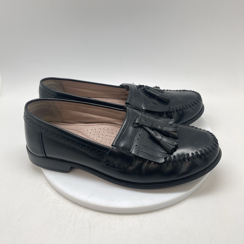 GH Bass Weejuns Grammer I Mens 10 M Black Leather Tassel Kiltie Loafers 2553-001